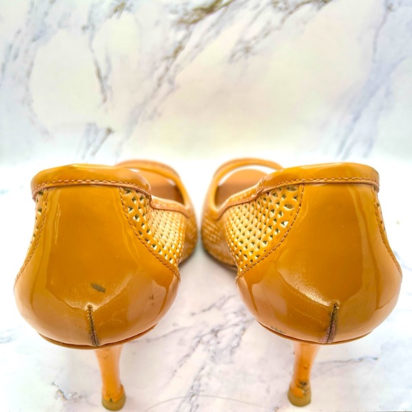 Prada Women's Tan Leather Peep Toe Pump - Picture 3 of 10